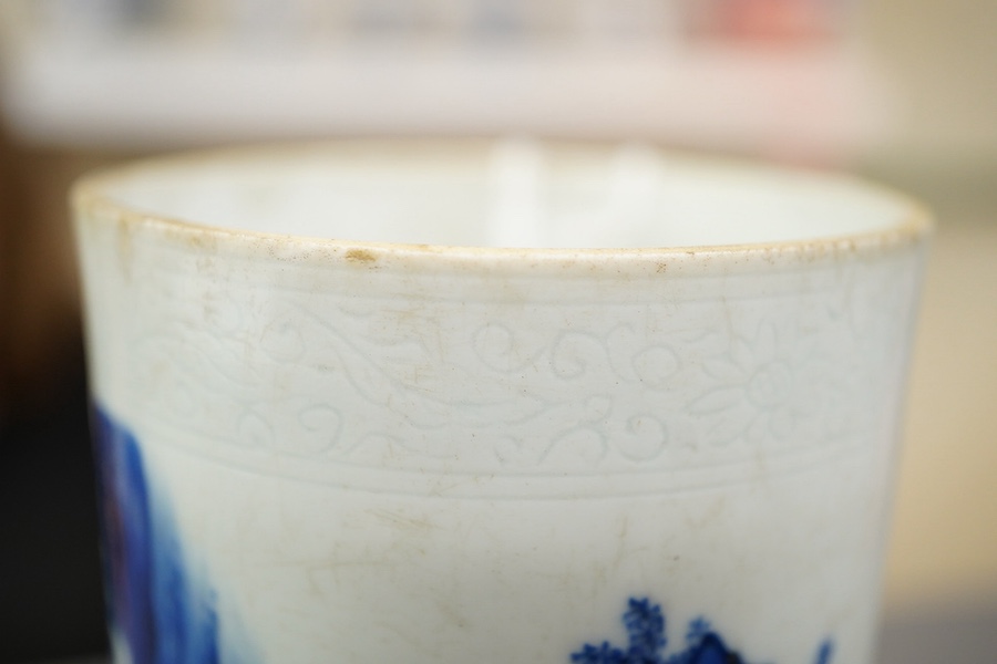 A Chinese Transitional blue and white brushpot, bitong, Chongzhen period (1627-44)